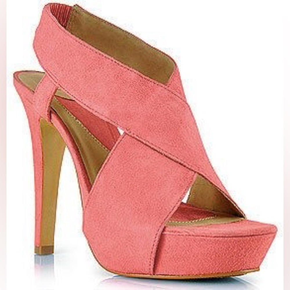 $150 MRSP Diane Von Furstenberg Zia Shoes Sandals Size 7.5M Melon Suede